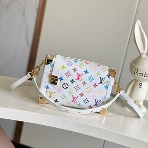 Louis Vuitton White Multicolor Monogram Crossbody Petite Malle